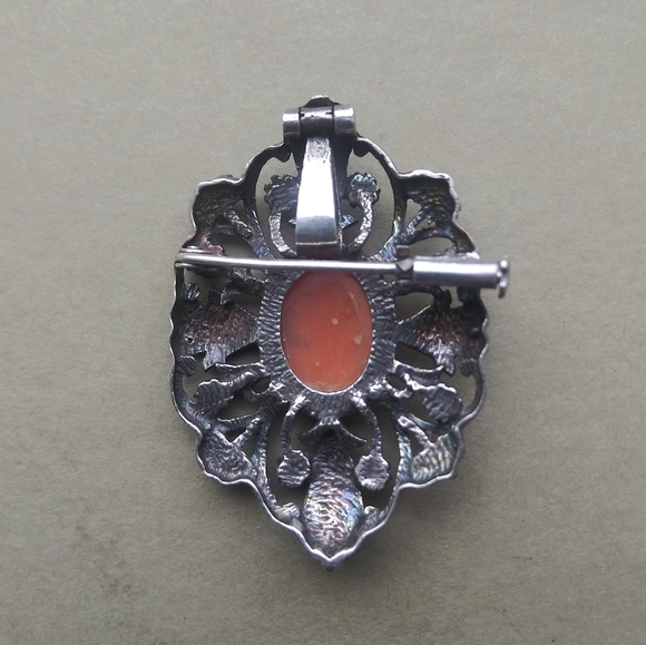 SOLD Large Sterling Cameo Pendant/Brooch - Picture 2 of 3